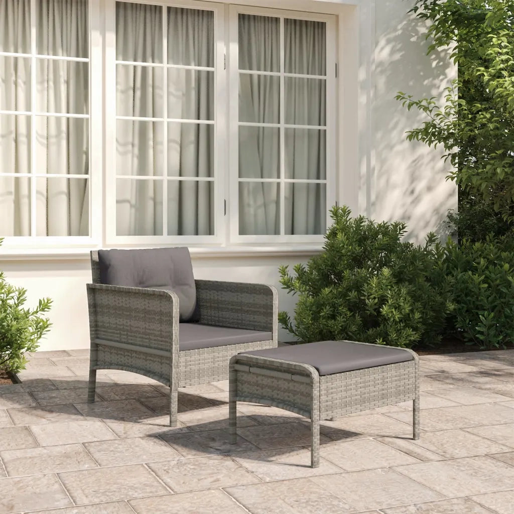 Set di Divani da Giardino 2 pz | Set Salotto da Giardino con Cuscini in Polyrattan Grigio