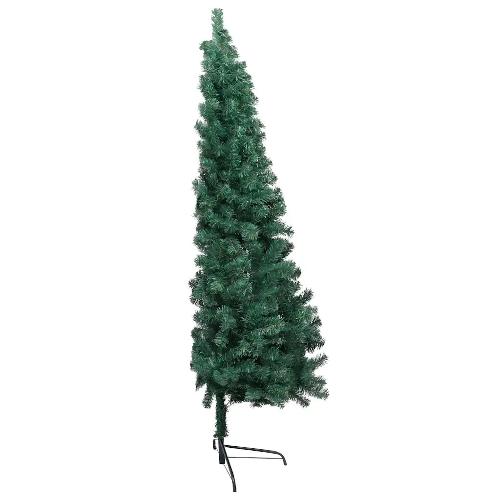 Albero di Natale a Metà Preilluminato con Palline Verde 180 cm 3077565