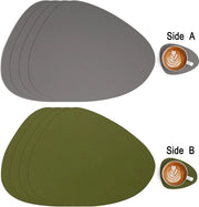 Tavoliere e sottopanchine in pelle, Placemat Acqua Resistente Doppia Faccia Cucina Posizionamento Tavoliere Caffè Antiscivolo Lavabili Tavoliere e Sottopanchine (Set da 4, Grigio/Verde)