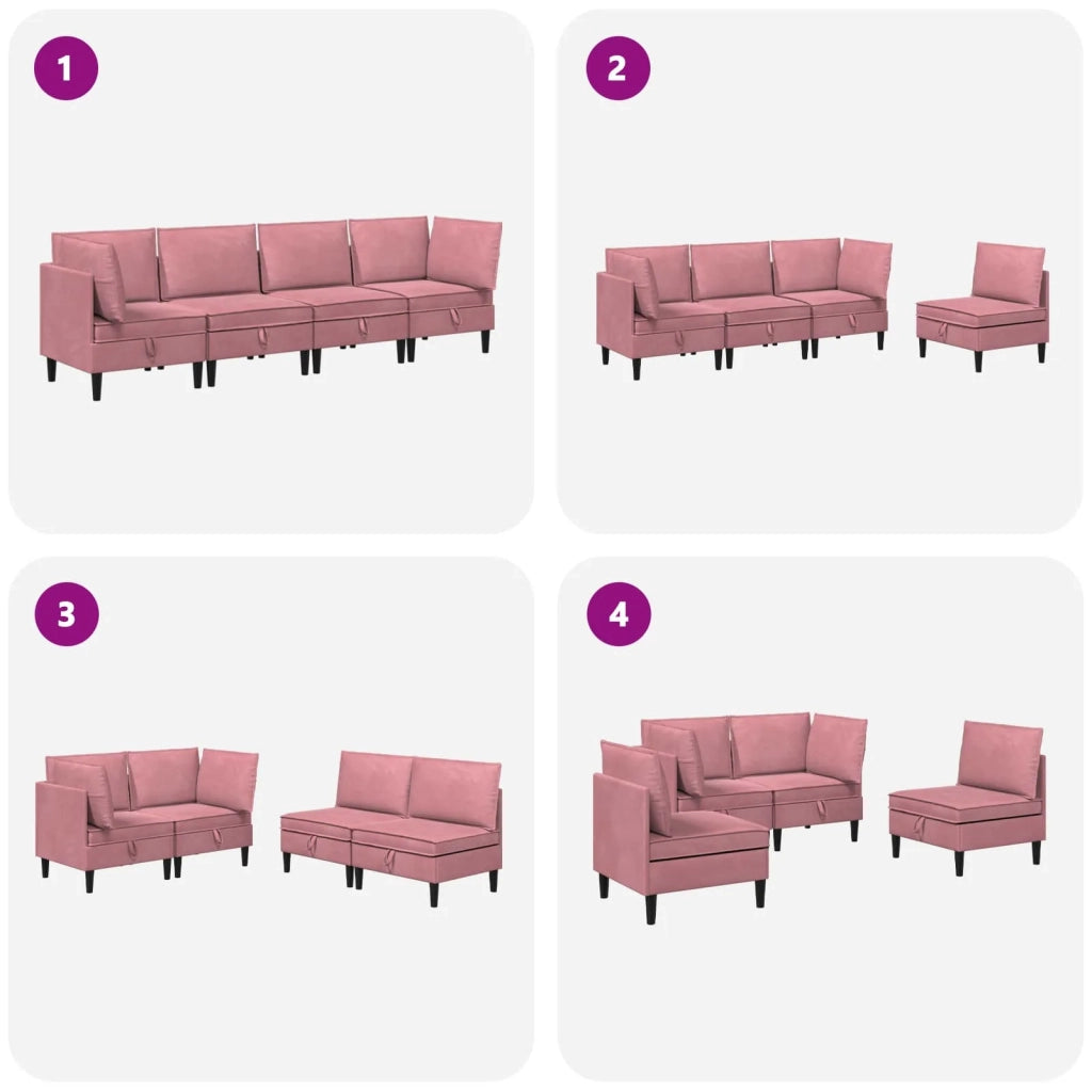 Set di mobili per il soggiorno con cuscino 4 pcs Rosa Velluto 3413744