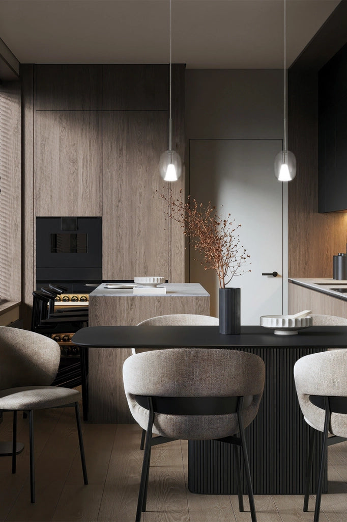 GIOIA Sospensione in Vetro Pirex Finitura Bronzo Lucido attacco E14 60W IP20 - Rossini Group - Lampada di design ovale sabbiata