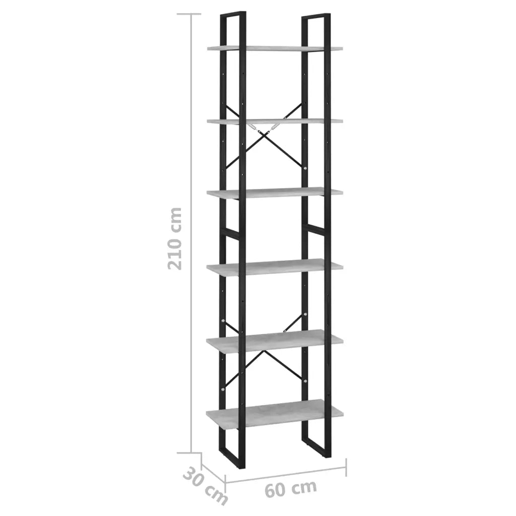 Scaffale Grigio Cemento 60x30x210 cm in Legno Multistrato 806521