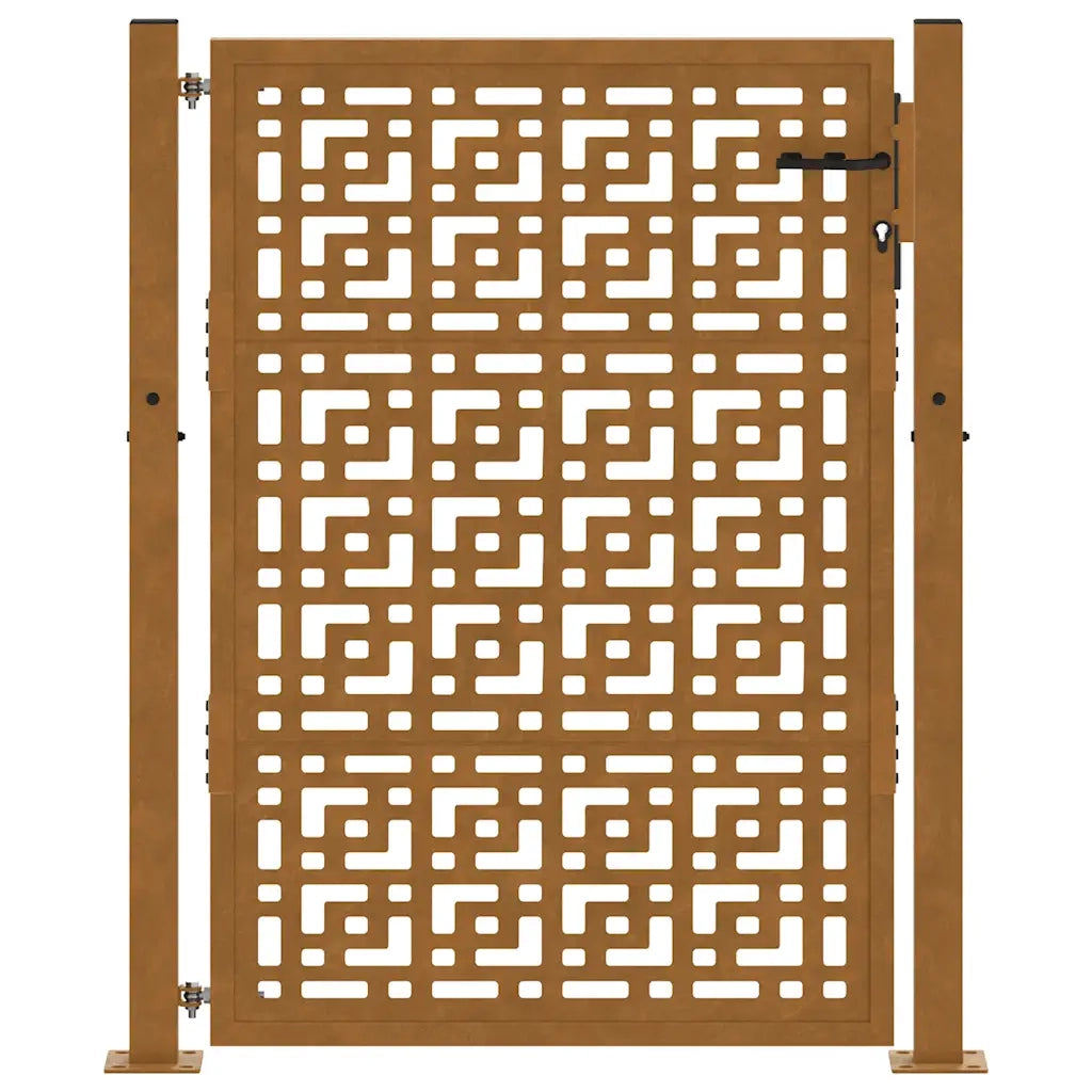 Cancello da giardino 100x125 cm in acciaio corten con design a croce 4101005