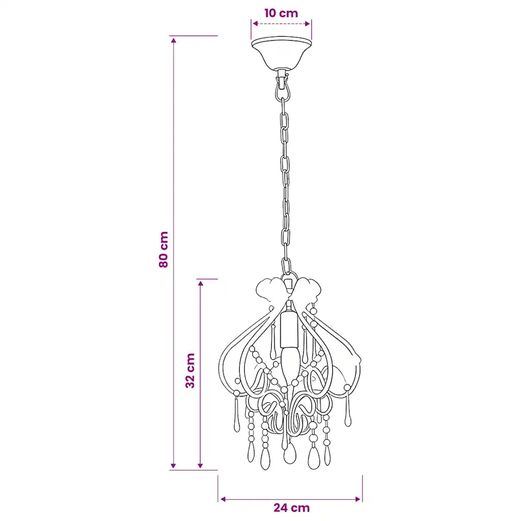 Lampadario con Perle Rosa Rotondo E14 CFW9223634