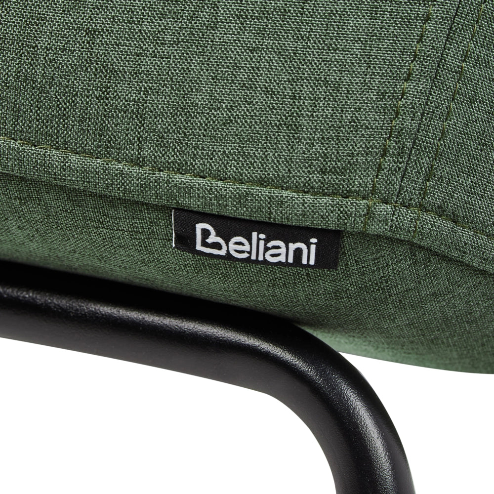 Set di 2 sedie da pranzo con rivestimento in poliestere verde e gambe in metallo nere stile moderno