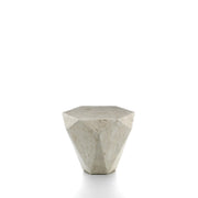 Tavolino Diamond Small con rivestimento in tasselli di pietra fossile White Agata e struttura in compensato marino - Design Esclusivo