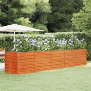 Letto Rialzato da Giardino Ruggine 400x80x77 cm Acciaio Corten 151965