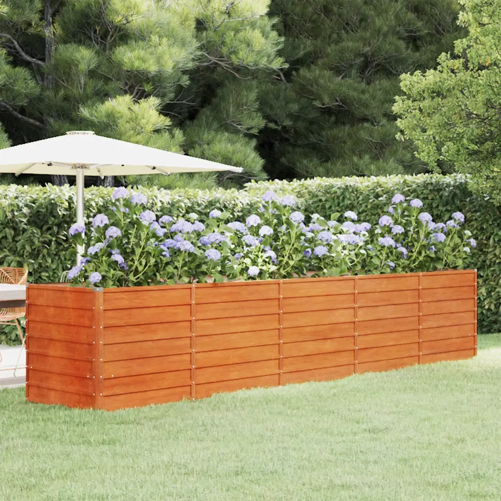 Letto Rialzato da Giardino Ruggine 400x80x77 cm Acciaio Corten 151965