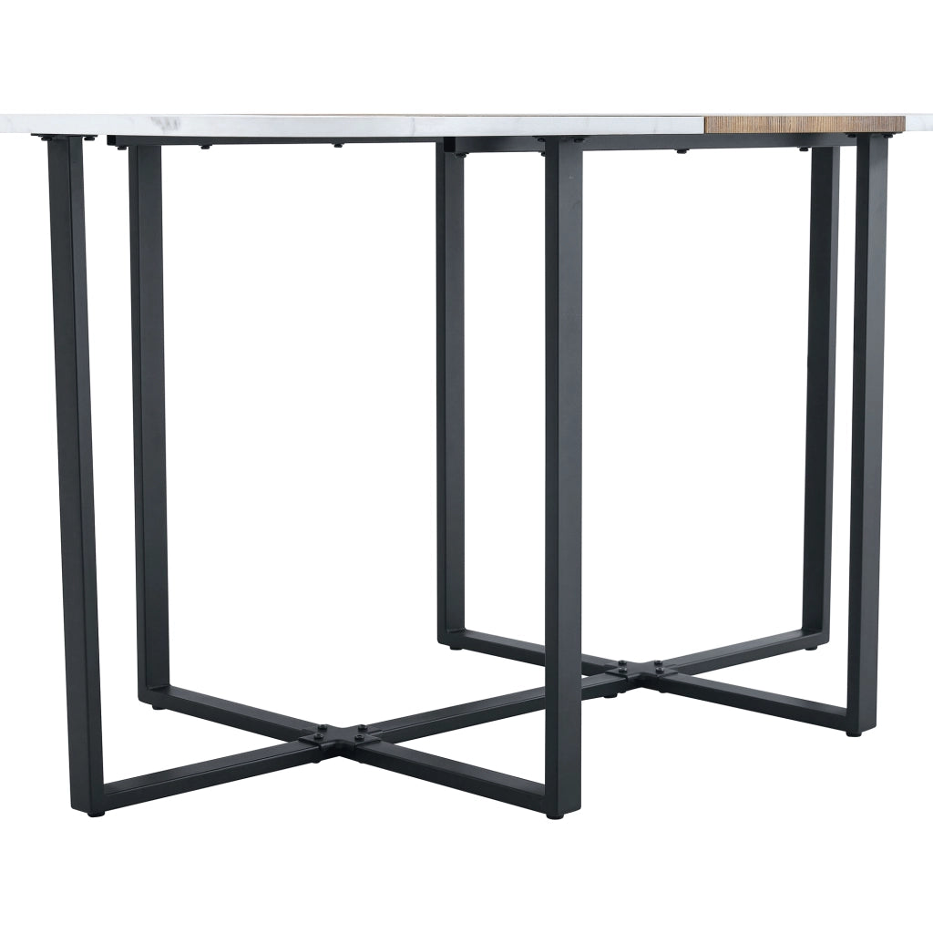 Tavolo da pranzo in MDF con base in metallo, stile moderno, per soggiorno e sala da pranzo, legno naturale scuro