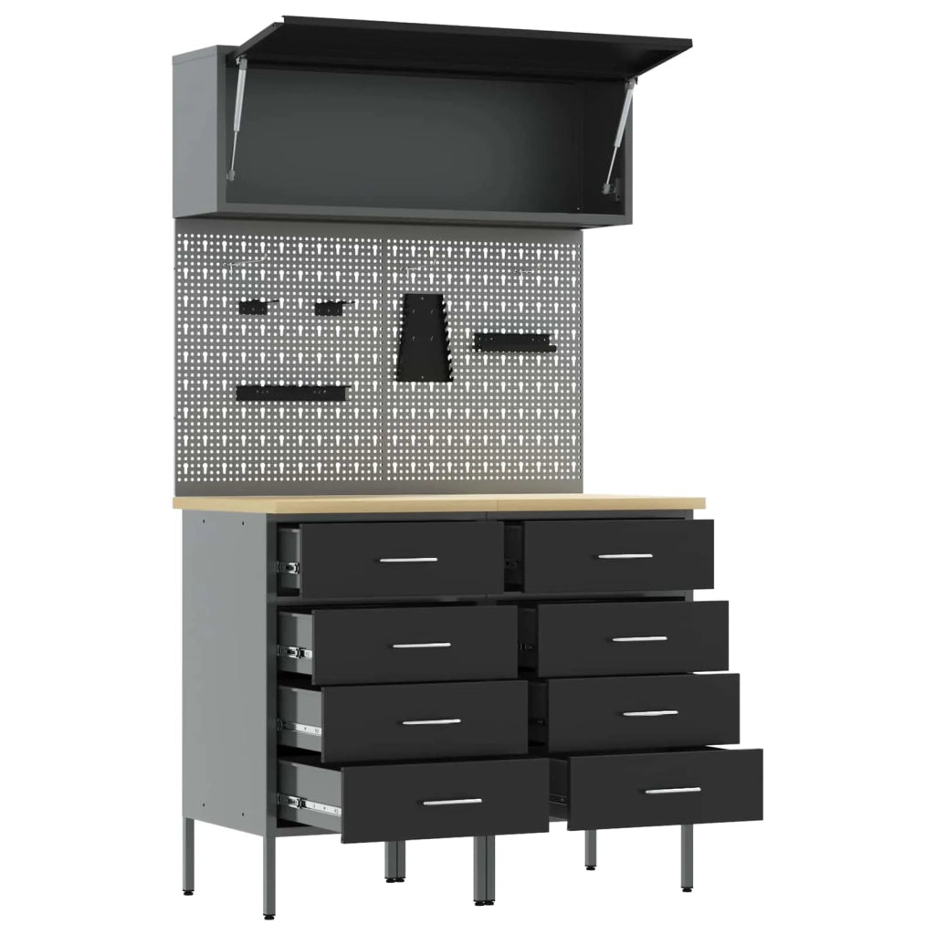 Set di mobili da lavoro con cassetto con lo scaffale 5 pcs Nero 3321422