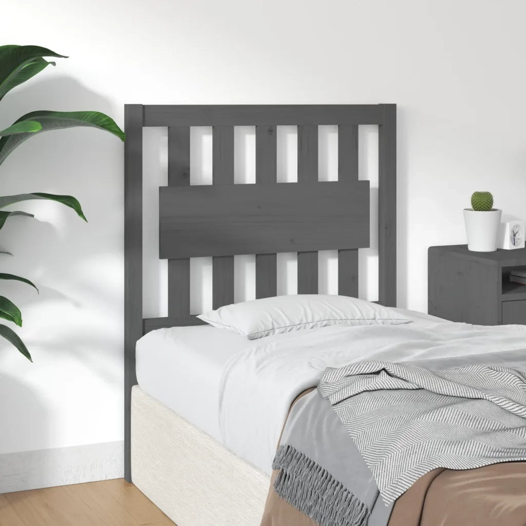 Testiera Letto Grigia 80,5x4x100 cm in Legno Massello di Pino cod mxl 33917