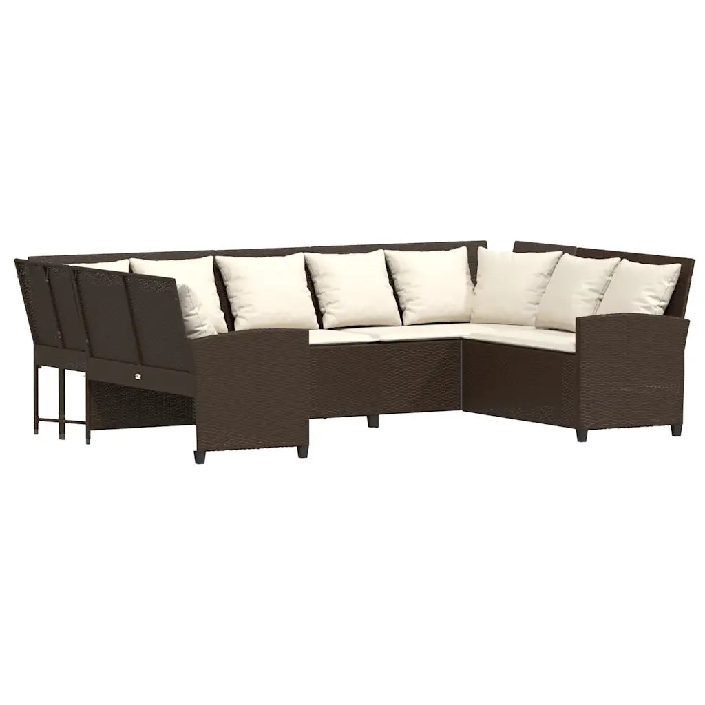 Divano da Giardino con Cuscini in Polyrattan Marrone 3365330