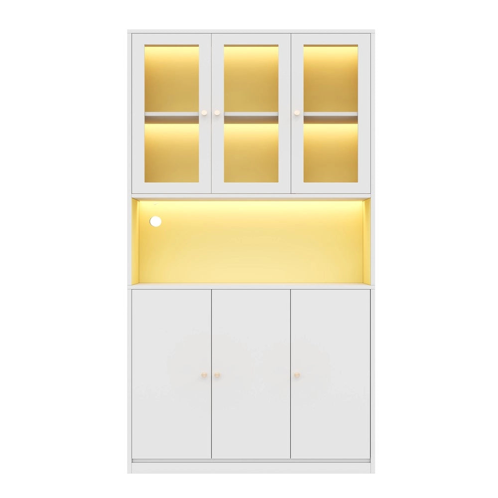 Libreria con Vetrina e Illuminazione LED ¨C Xylo ¨C Bianco, 3 Ante, Ripiani, 100x35x200