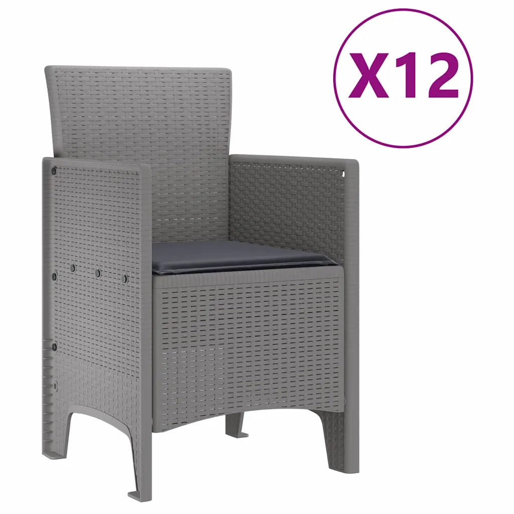 Set da Pranzo per Giardino 13 pcs Grigio chiaro Rattan Polt 3378790