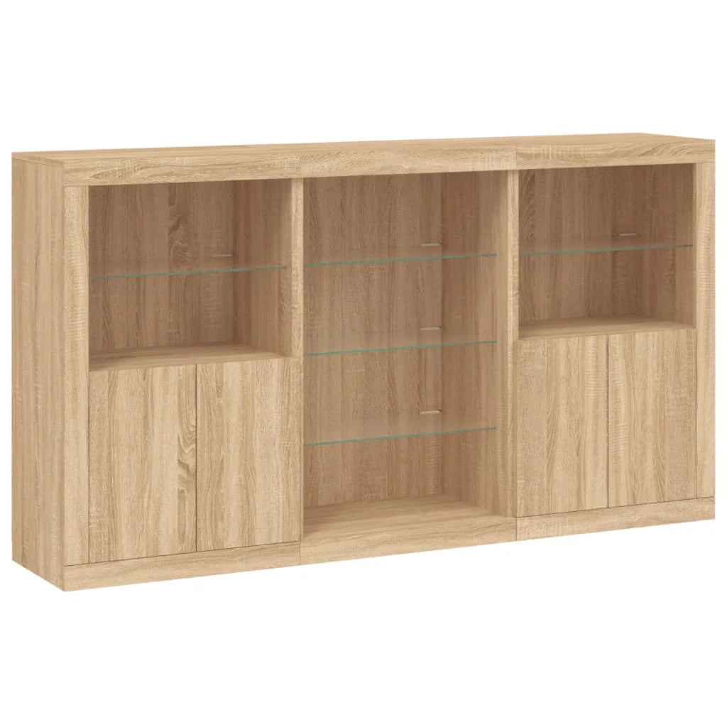 Buffet credenza cassettiera armadio mobile contenitore organizer per cucina soggiorno salotto con luci LED rovere Sonoma 181,5 x 37 x 100 cm marrone 02_0029947
