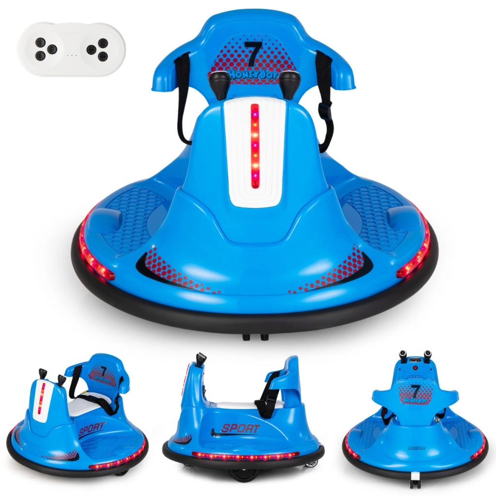 Autoscontro elettrico a batteria con doppio joystick telecomando luci a LED, Autoscontro per bambini Blu-Macchinine giocattoli