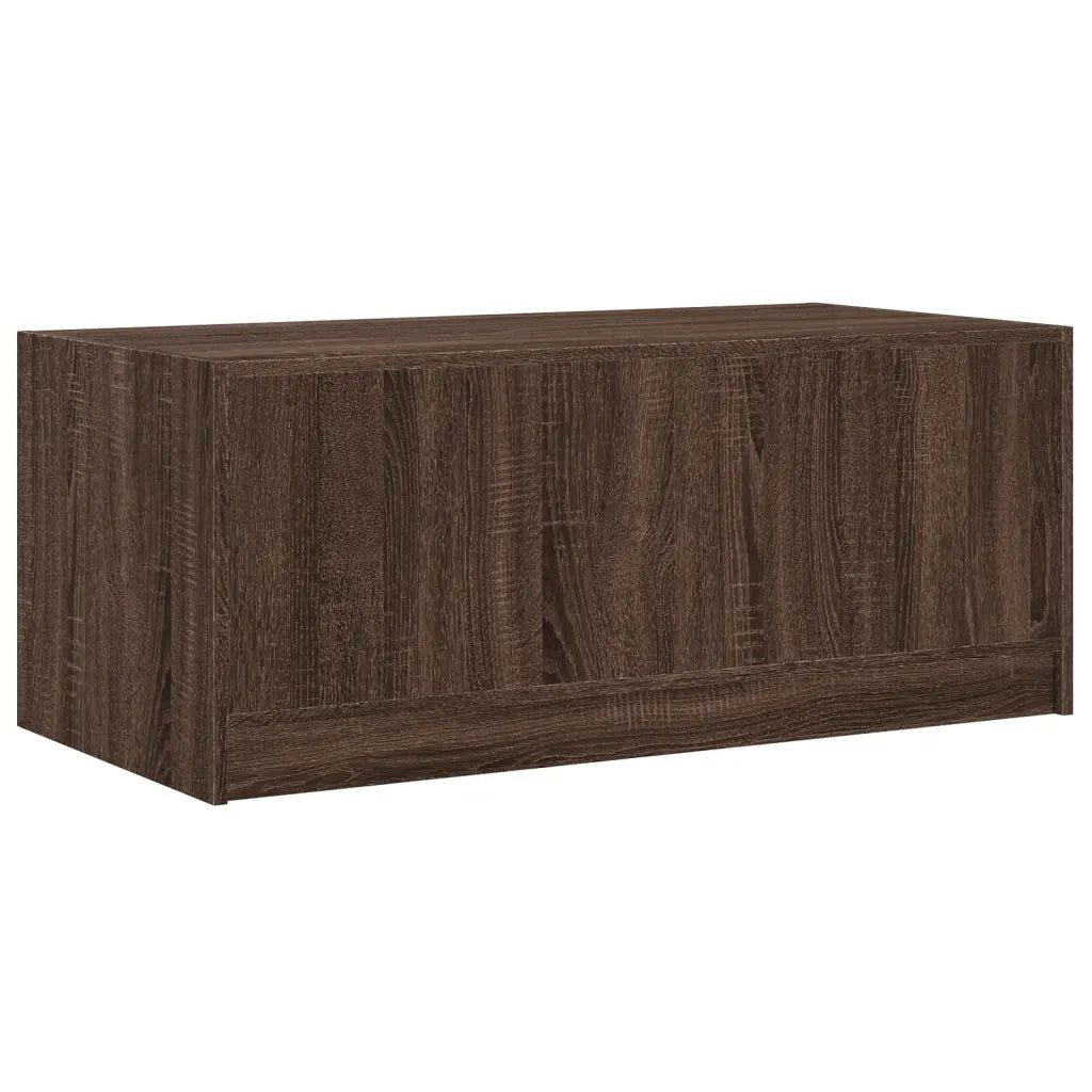 Tavolino Salotto con Ante in Vetro-Tavolino da soggiorno-Tavolo Rovere Marrone 102x50x42 cm