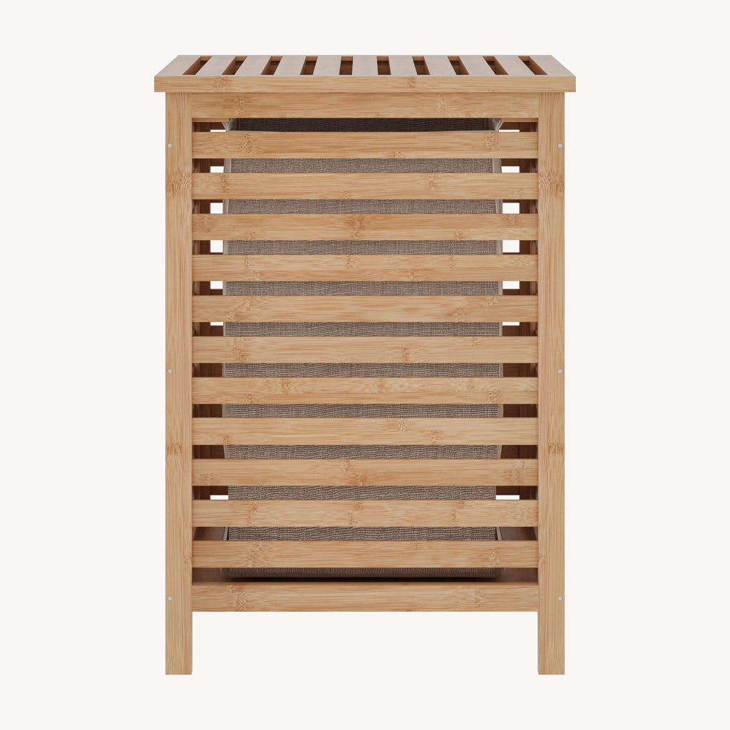 Mobile Portabiancheria Jystiand in Bambù con Coperchio Ribaltabile 57x40x40 cm 64 L [en.casa]