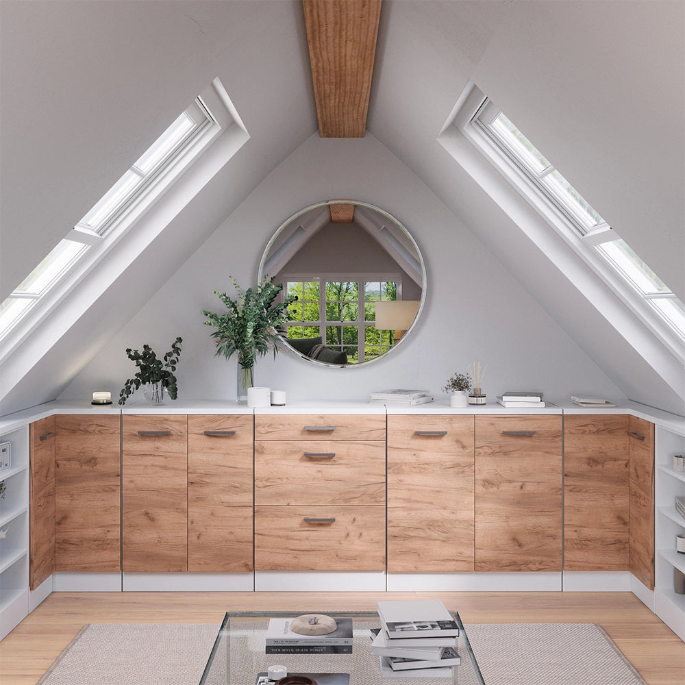 Mobile per mansarda Rion Rovere dorato/Bianco 60 x 83.8 cm senza inclinazione con 3 cassetti Vicco