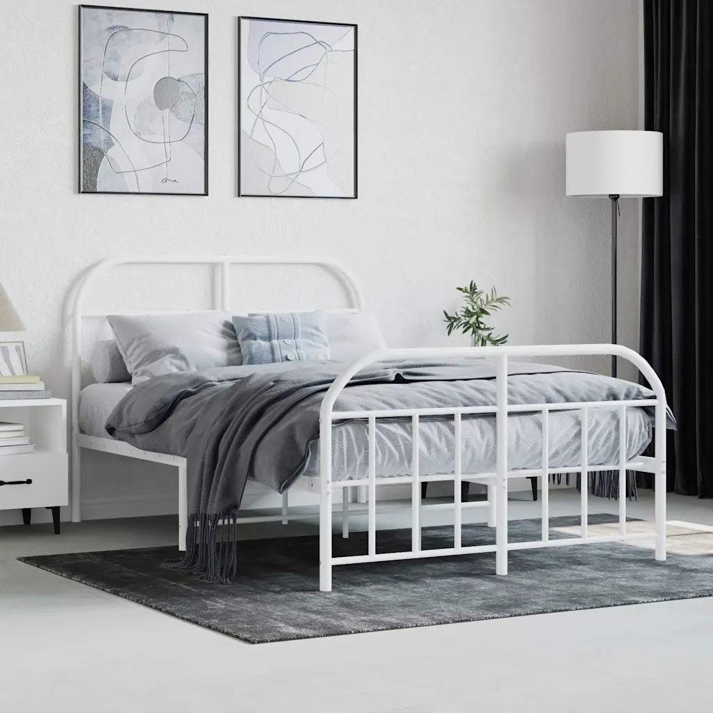 Giroletto con Testiera e Pediera Metallo Bianco 120x200 cm 353700