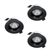 Set 3 Faretti Incasso Moderno Saliceto Alluminio Nero Led 4,8W 3X450Lm Ip20