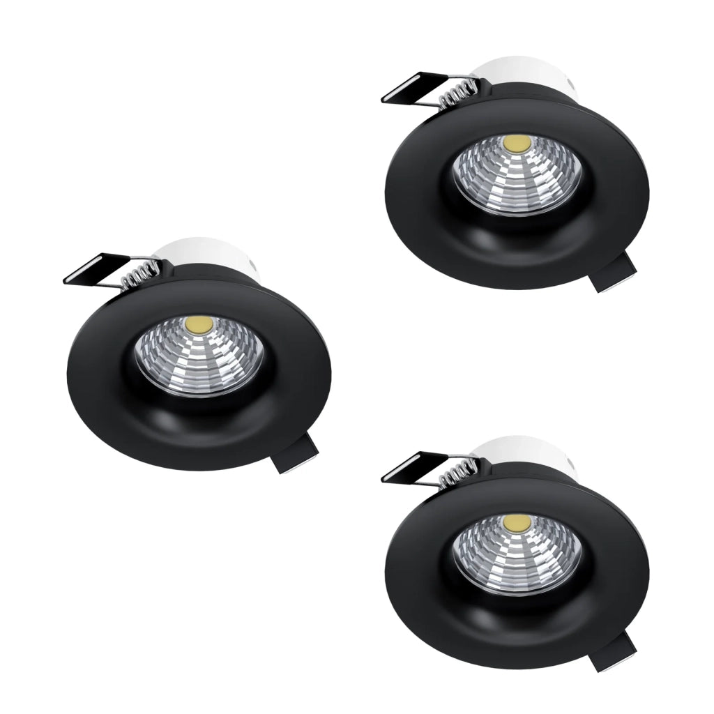 Set 3 Faretti Incasso Moderno Saliceto Alluminio Nero Led 4,8W 3X450Lm Ip20