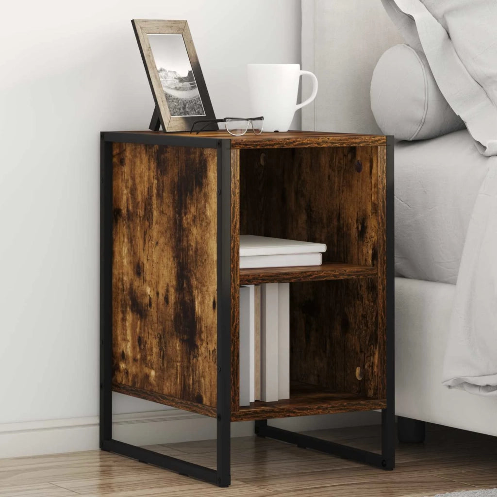 Comodino-Tavolino da notte Rovere Fum¨¨ 39.5 x 30 x 50 cm Legno multistrato