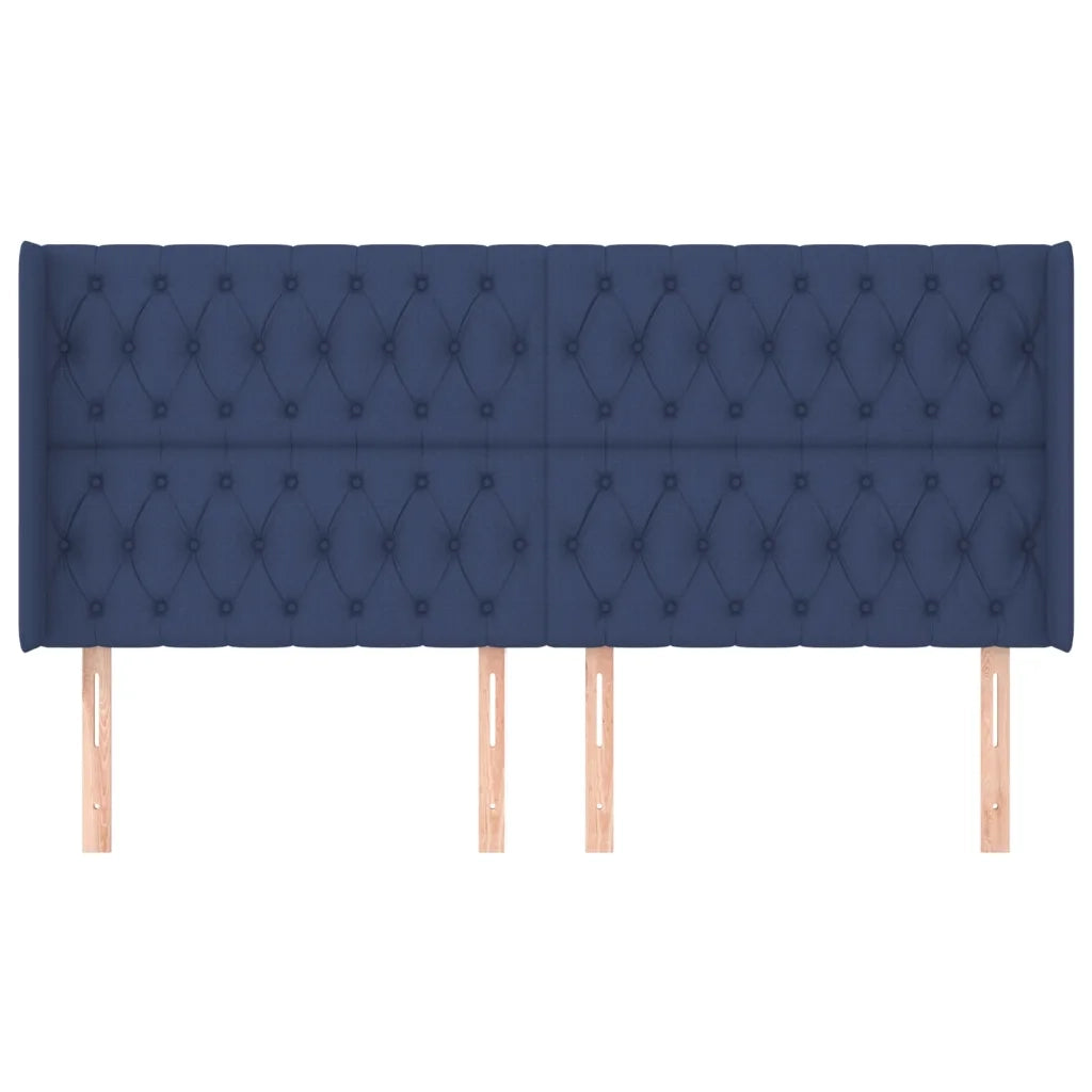 Testiera ad Orecchio-Testata con Orecchie Blu 183x16x118/128 cm in Tessuto 766232
