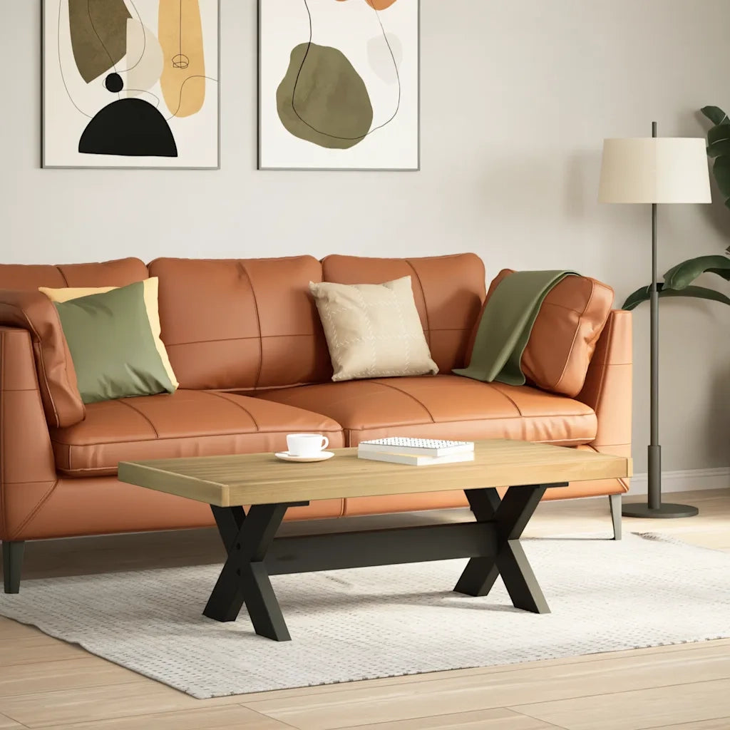 Tavolino NOAIN Gambe a Forma di X 120x60x40cm in Legno Massello 4100034