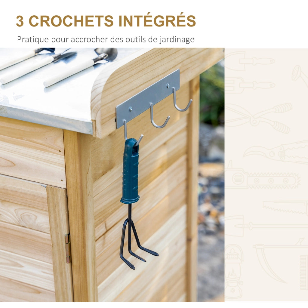 Tavolo da giardinaggio con ripiani e cassetti ¨C zephmum ¨C legno di abete