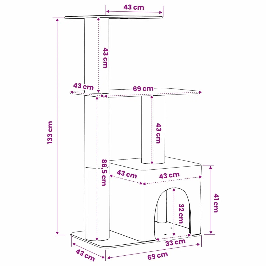 Albero per gatti con pali per graffiare in sisal Grigio Chiaro 42033064
