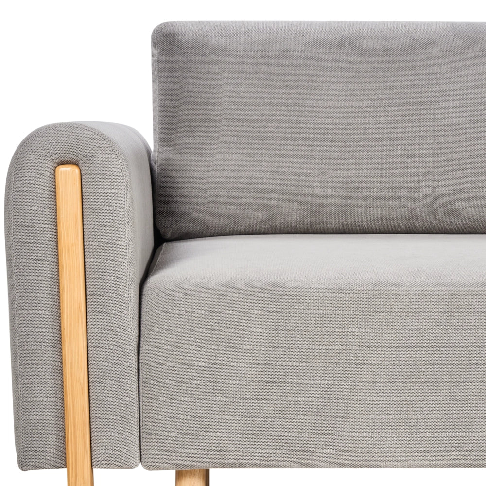 Divano letto in tessuto grigio Rivestito con meccanismo Click-Clack Sleeper con contenitore Stile minimalista con braccioli
