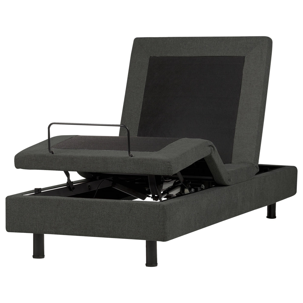 Letto elettrico singolo tessuto grigio scuro regolabile con telecomando senza testiera 90x200 cm stile moderno