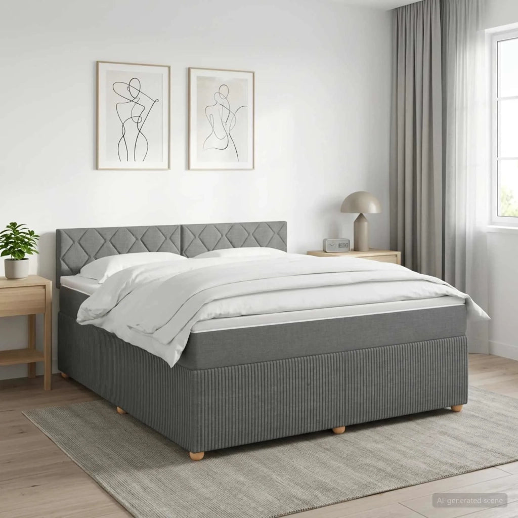 Letto box spring con materasso Grigio Scuro 140 x 190 cm 3451469