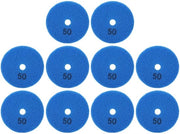Set di dischi abrasivi 125 mm 50 Grit - 10 pezzi - Blu - Per pietra/beton/keramica - Utilizzo umido/secchio - Alta qualità - Dischi abrasivi