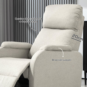 Poltrona Relax Reclinabile Manuale con Poggiapiedi Beige