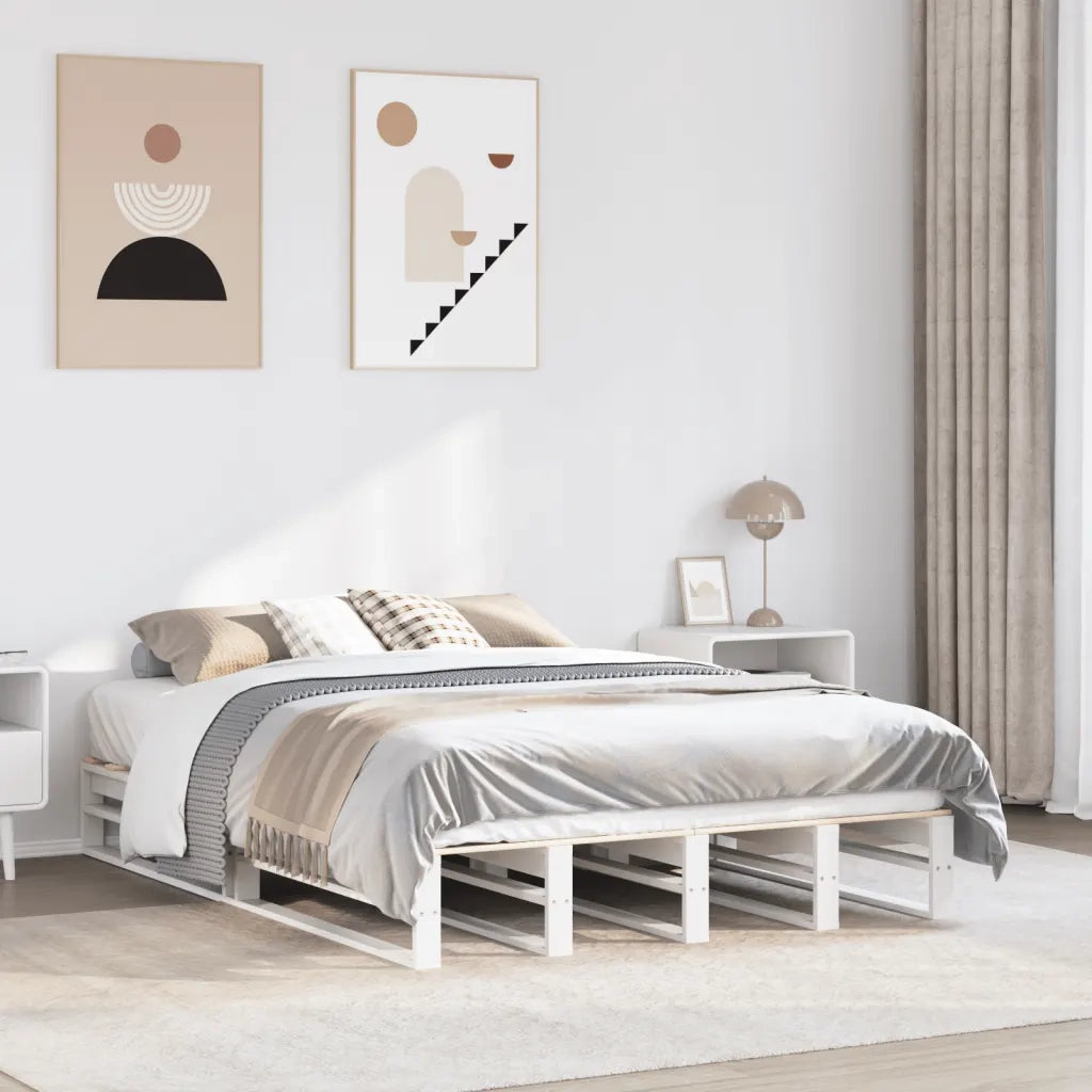 Letto senza Materasso Bianco 140x190 cm Legno Massello di Pino 850870