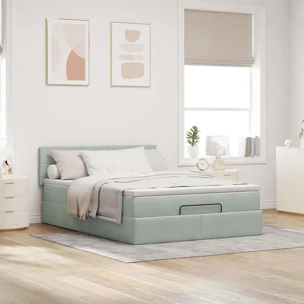 Struttura Letto Pouf con Materasso 140x200 cm in Velluto
