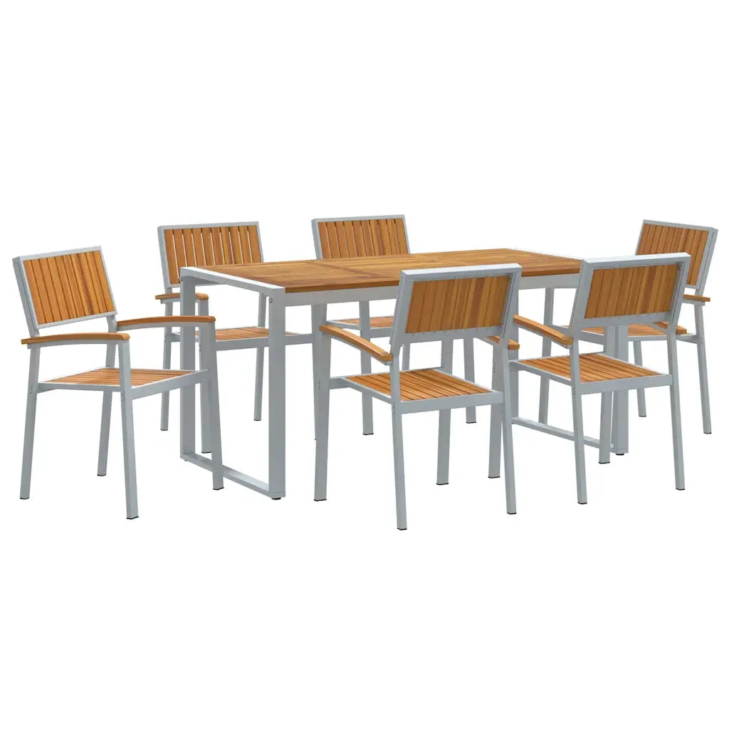 vidaXL Set da Pranzo per Giardino 7 pcs Grigio e marrone