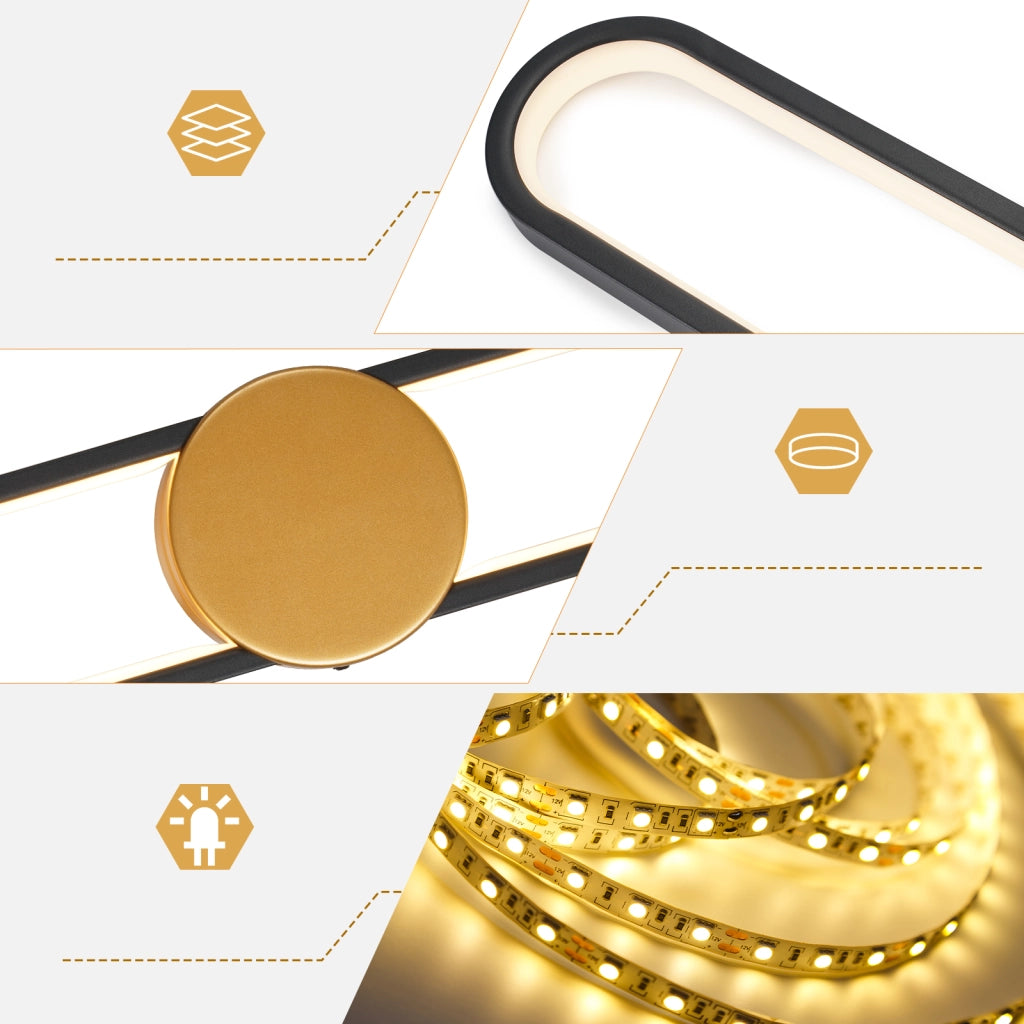 ZMH Applique LED moderna 12W 60cm 3000K Bianco caldo Oro Minimalista