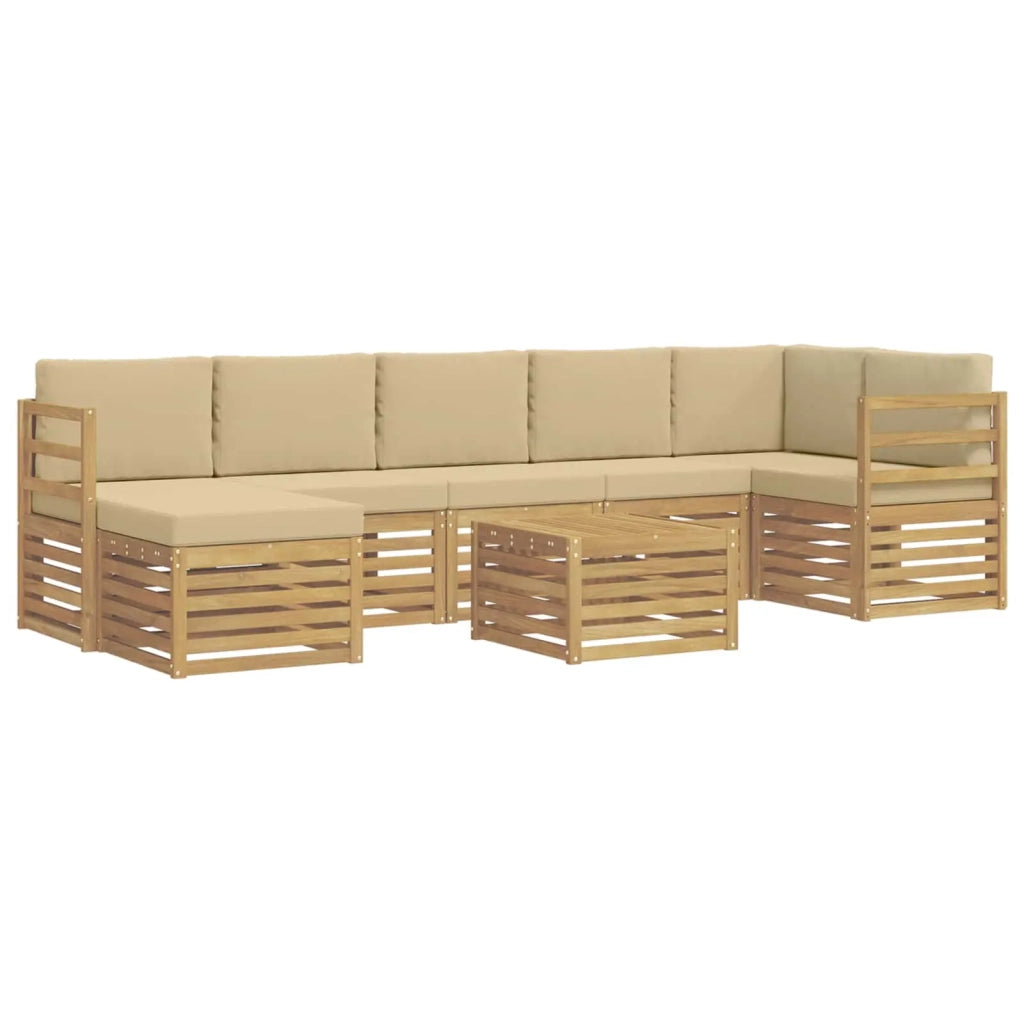 Set di divani da esterno 8 pcs Bianco e Beige 59 x 59 x 37 cm