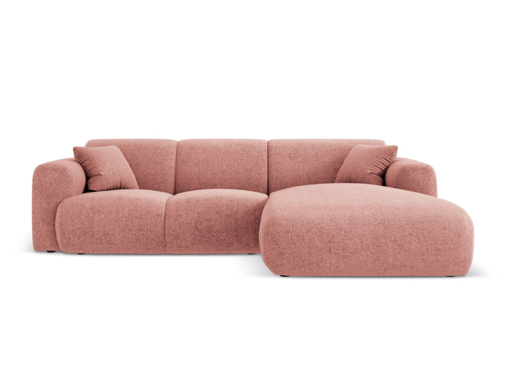 Cosmopolitan Design - Divano angolare destro "Nolio" 4 posti in ciniglia rosa 