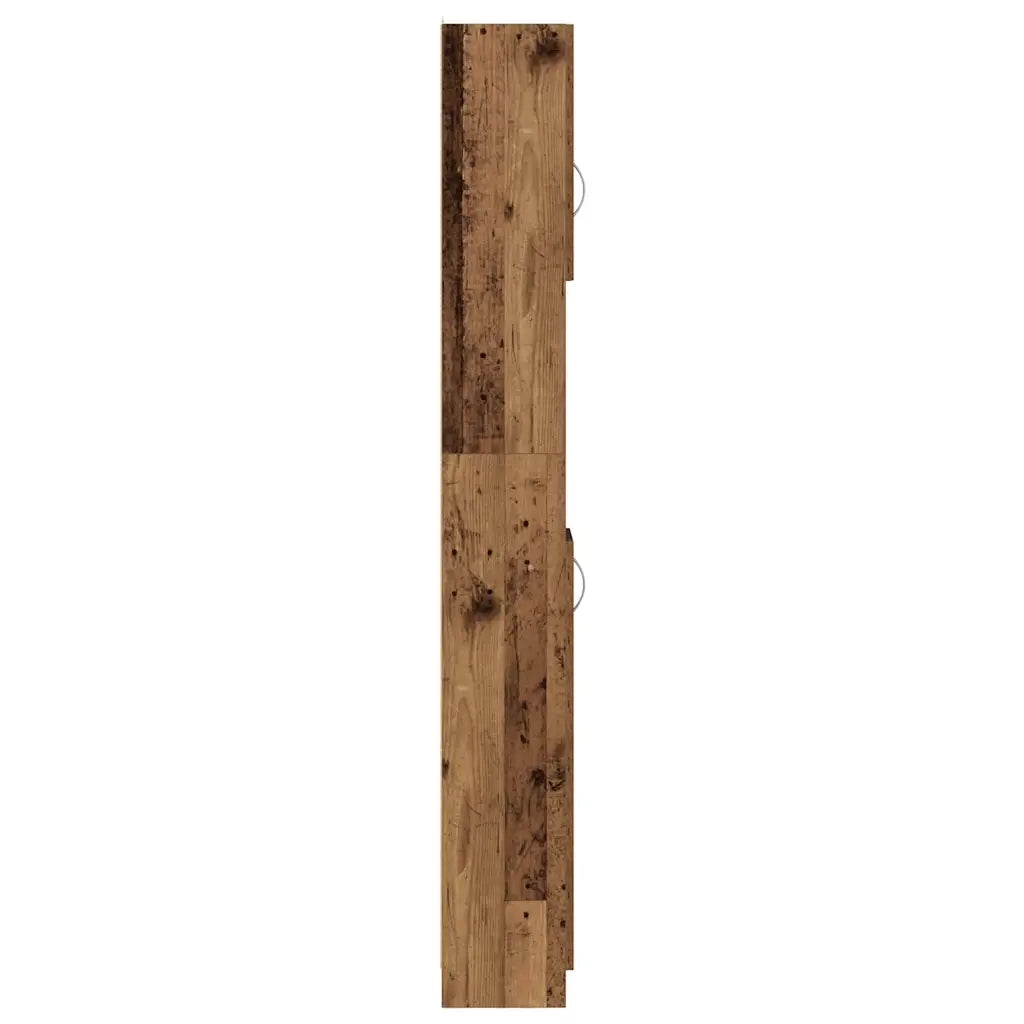 Mobiletto da bagno in legno composito 32 x 25,5 x 190 cm ampio spazio contenitivo facile manutenzione stile rustico legno anticato 02_0050728