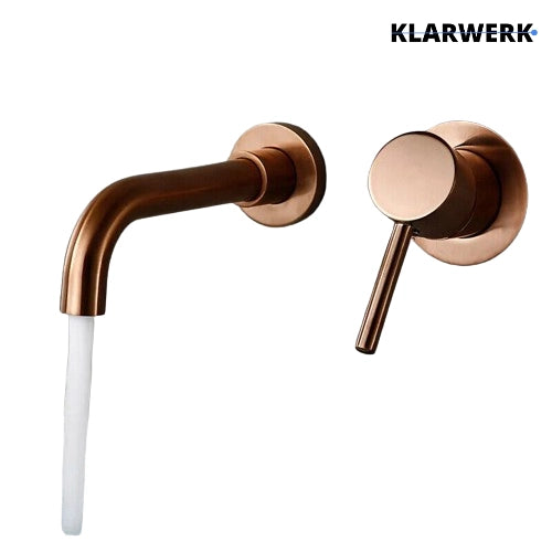 NAVIS|Rubinetto da bagno montaggio a parete in 2 parti oro rosa|semplice in acciaio inox a parete|Miscelatore per lavabo gastronomico per hotel