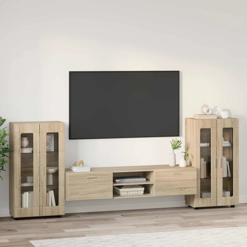 Set mobile TV con porta FLORIN Rovere Sonoma Legno multistrato