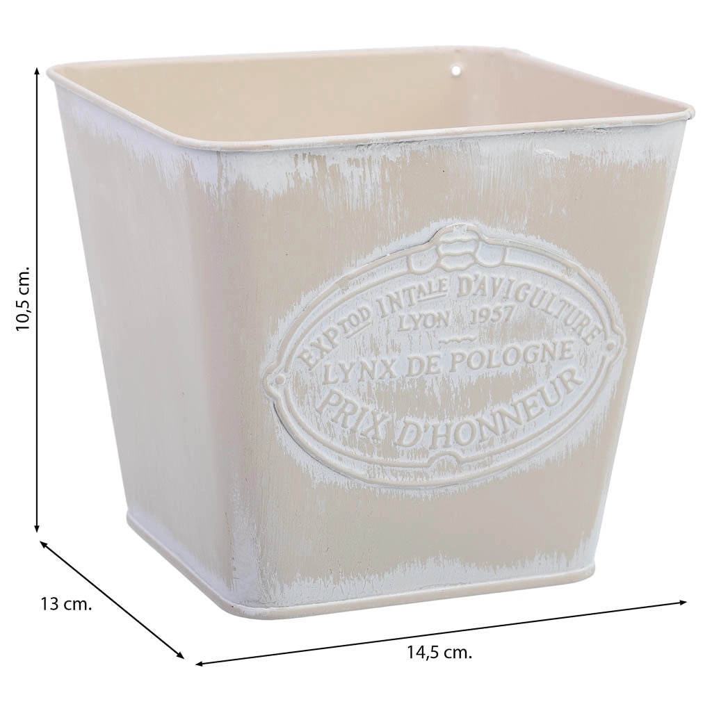 Cestino in metallo bianco 14,5x13x10,5