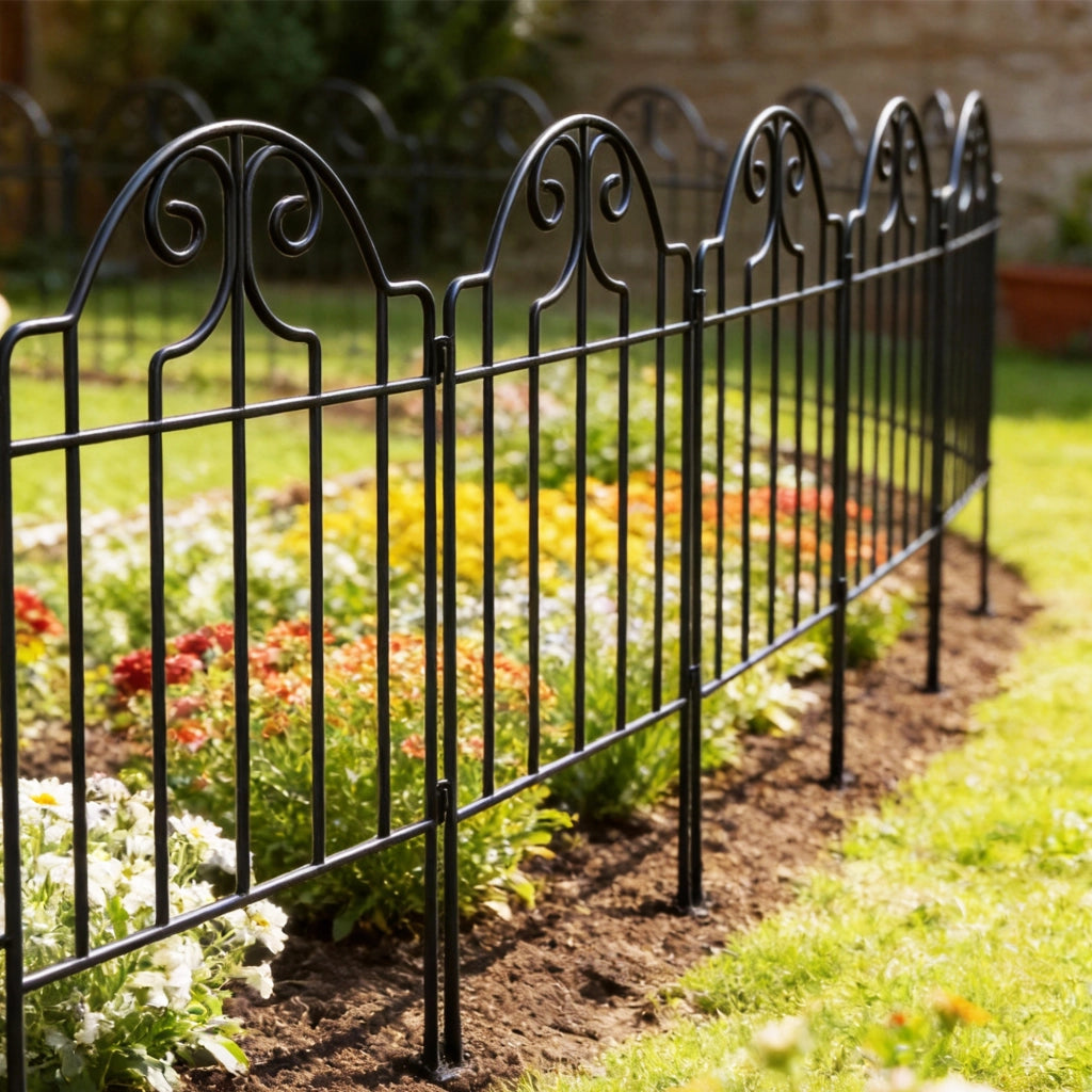 Set 4 Vallas Giardino in Metallo ¨C zephmum ¨C Nero 125x57 cm