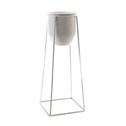 LIVING PORTAPIANTE TONDO IN METALLO STILE INDUSTRIAL 20X20X50 CM BIANCO