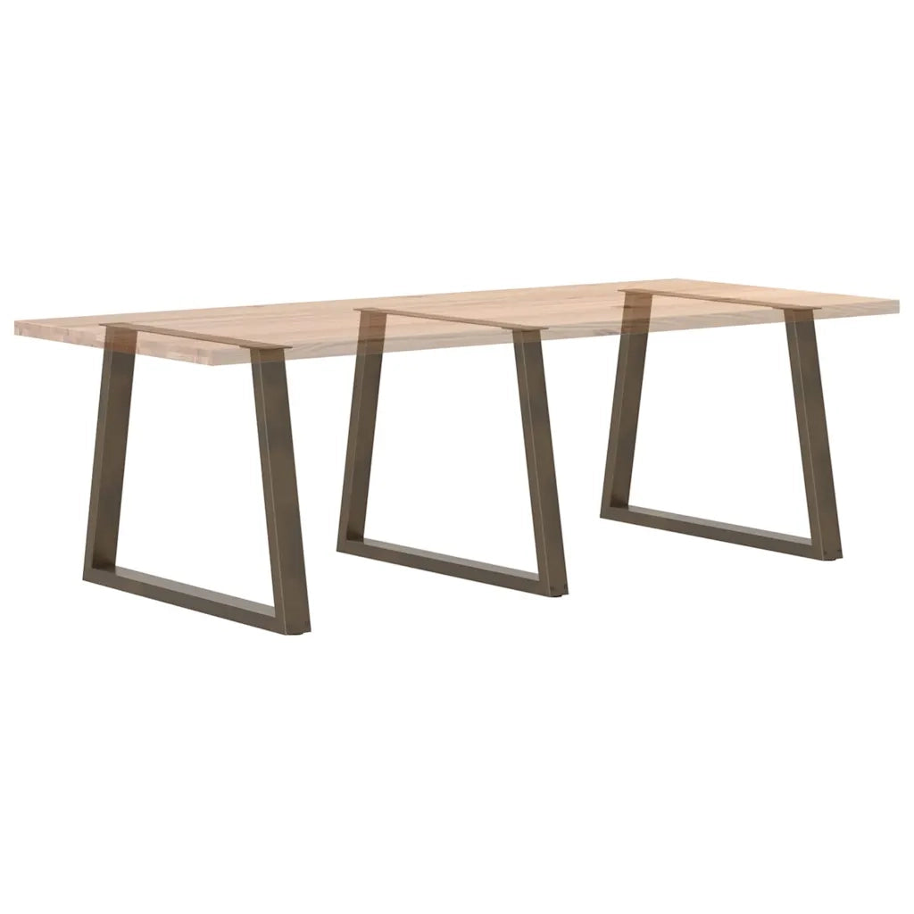Gambe per tavolo da pranzo a forma di V 3 pz in acciaio naturale 90x(72-73,3) cm