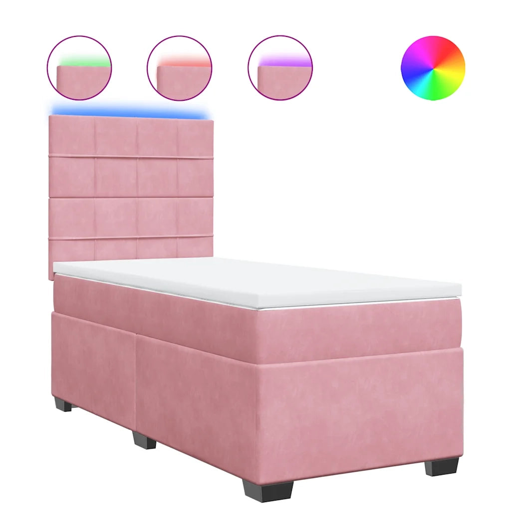 Giroletto a Molle con Materasso Rosa 80x200 cm in Velluto 3293067